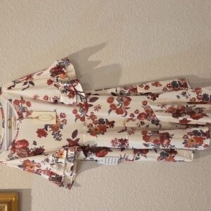 New Joyfolie Asymmetrical Kids Floral Midi  Dress with Ruffle Sleeves.